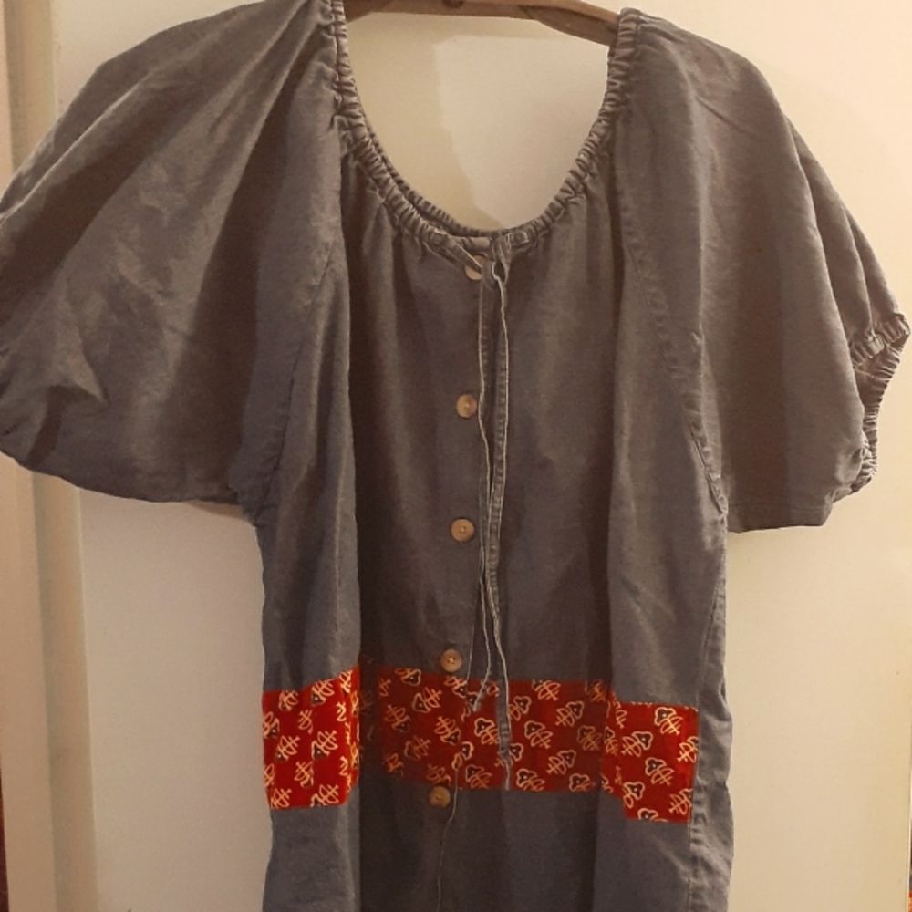Size 22 denim peasant top with decorative middle
